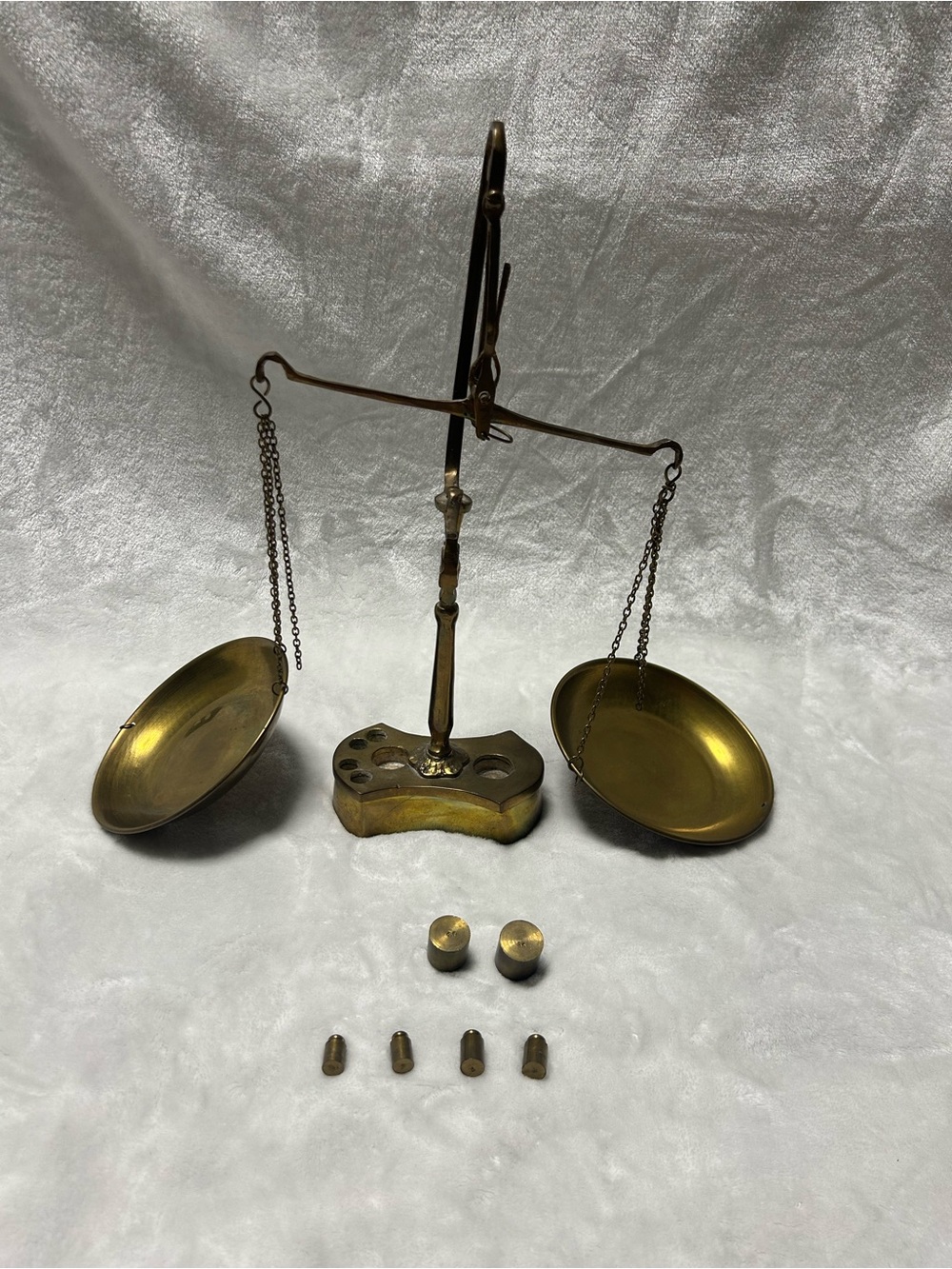 Vintage Brass Small Libra Balance Justice Law Apothecary Scales With Weights